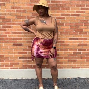 PLUS tie dye skirt with fringe detail on sides